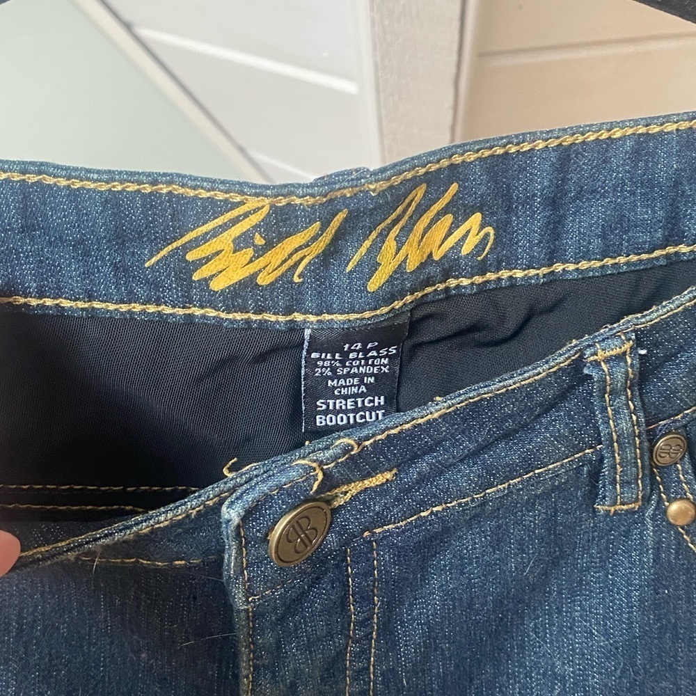 Bill Blass Vintage Stretch Bootcut Jeans Embellished Riveted Pockets Blue 14P - Picture 5 of 11